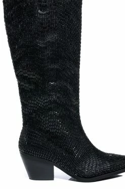 AZALEA WANG DRIVEN RHINESTONE WESTERN BOOT IN BLACK -AZALEA WANG SHOP azalea wang driven rhinestone western boot in black black 5 5 c1