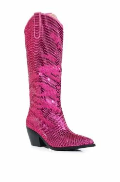 AZALEA WANG DRIVEN RHINESTONE WESTERN BOOT IN FUCHSIA -AZALEA WANG SHOP azalea wang driven rhinestone western boot in fuchsia fuchsia 3 3 c1