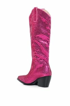 AZALEA WANG DRIVEN RHINESTONE WESTERN BOOT IN FUCHSIA -AZALEA WANG SHOP azalea wang driven rhinestone western boot in fuchsia fuchsia 4 4 c1