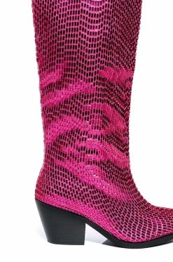 AZALEA WANG DRIVEN RHINESTONE WESTERN BOOT IN FUCHSIA -AZALEA WANG SHOP azalea wang driven rhinestone western boot in fuchsia fuchsia 5 5 c1