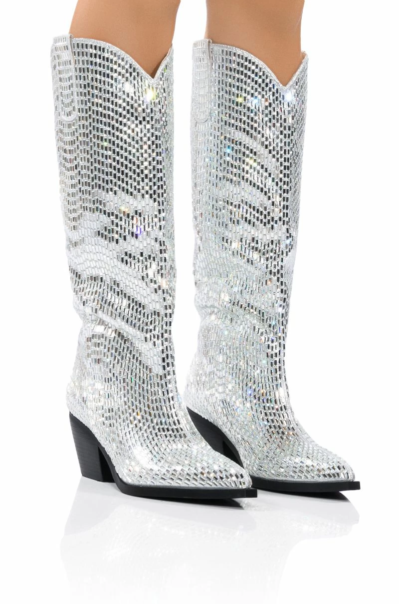 AZALEA WANG DRIVEN RHINESTONE WESTERN BOOT IN SILVER 3 AZALEA WANG DRIVEN RHINESTONE WESTERN BOOT IN SILVER