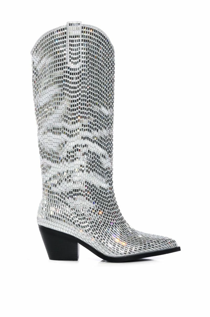 AZALEA WANG DRIVEN RHINESTONE WESTERN BOOT IN SILVER 4 AZALEA WANG DRIVEN RHINESTONE WESTERN BOOT IN SILVER - Image 2