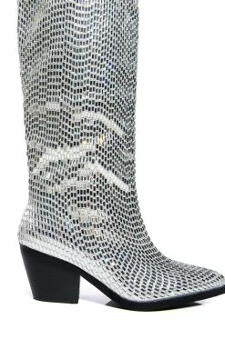 AZALEA WANG DRIVEN RHINESTONE WESTERN BOOT IN SILVER 11 AZALEA WANG DRIVEN RHINESTONE WESTERN BOOT IN SILVER -AZALEA WANG SHOP azalea wang driven rhinestone western boot in silver silver 5 5