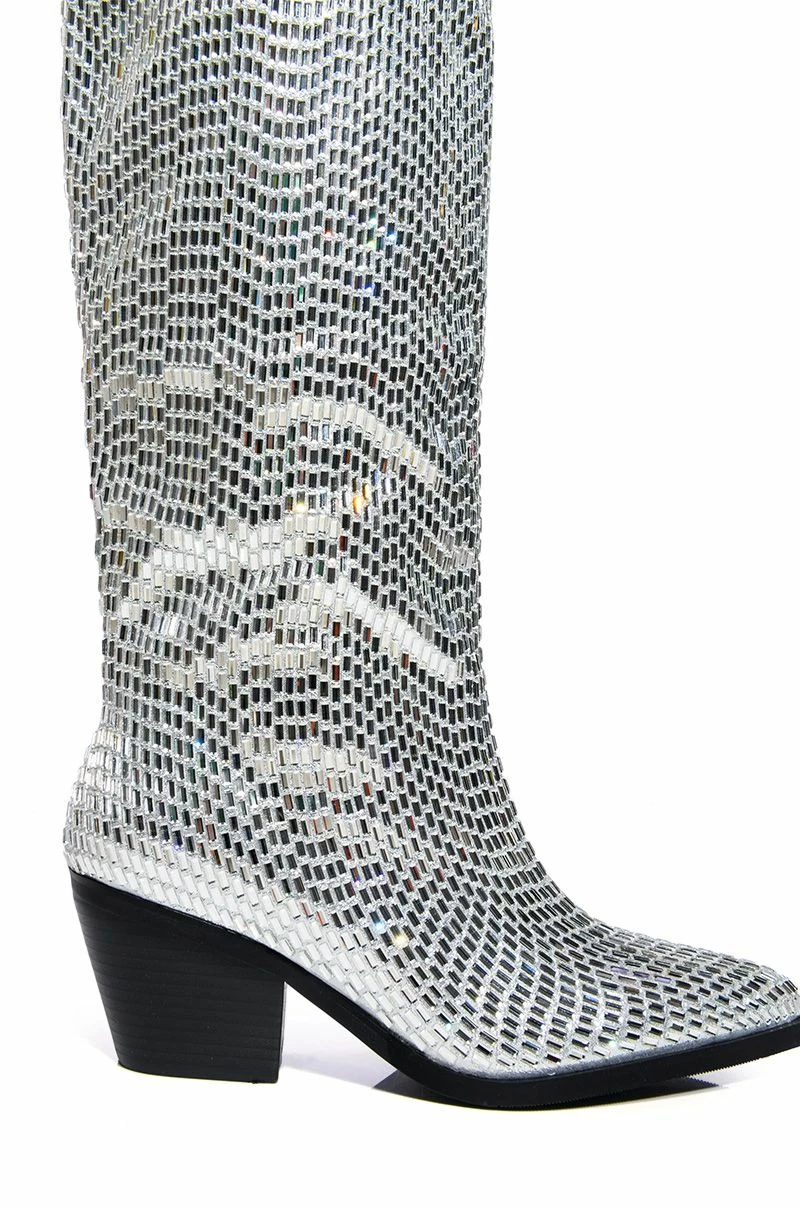 AZALEA WANG DRIVEN RHINESTONE WESTERN BOOT IN SILVER 7 AZALEA WANG DRIVEN RHINESTONE WESTERN BOOT IN SILVER - Image 5