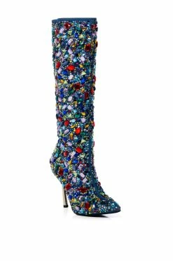 AZALEA WANG EMBER RHINESTONE DENIM STILETTO BOOT IN MULTI -AZALEA WANG SHOP azalea wang ember rhinestone denim stiletto boot in multi multi 3 3