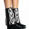 AZALEA WANG ESPERANZA WESTERN BOOTIE IN BLACK WHITE -AZALEA WANG SHOP azalea wang esperanza western bootie in black white black white 2 2