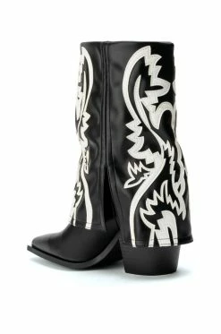 AZALEA WANG ESPERANZA WESTERN BOOTIE IN BLACK WHITE -AZALEA WANG SHOP azalea wang esperanza western bootie in black white black white 4 4