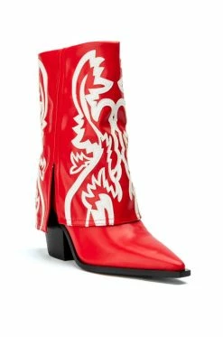 AZALEA WANG ESPERANZA WESTERN BOOTIE IN RED -AZALEA WANG SHOP azalea wang esperanza western bootie in red red 3 3
