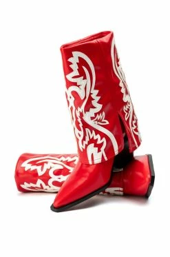 AZALEA WANG ESPERANZA WESTERN BOOTIE IN RED -AZALEA WANG SHOP azalea wang esperanza western bootie in red red 5 5