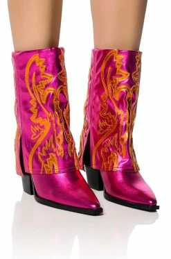 AZALEA WANG ESPERANZA WESTERN STYLE BOOTIE IN METALLIC FUCHSIA
