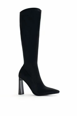 AZALEA WANG ESTATE NEOPRENE KNEE HIGH BOOT IN BLACK -AZALEA WANG SHOP azalea wang estate neoprene knee high boot in black black 2 2
