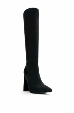 AZALEA WANG ESTATE NEOPRENE KNEE HIGH BOOT IN BLACK -AZALEA WANG SHOP azalea wang estate neoprene knee high boot in black black 3 3