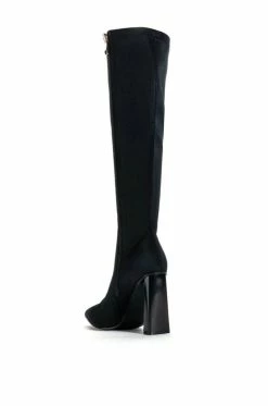 AZALEA WANG ESTATE NEOPRENE KNEE HIGH BOOT IN BLACK -AZALEA WANG SHOP azalea wang estate neoprene knee high boot in black black 4 4