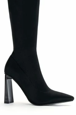 AZALEA WANG ESTATE NEOPRENE KNEE HIGH BOOT IN BLACK -AZALEA WANG SHOP azalea wang estate neoprene knee high boot in black black 5 5