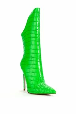 AZALEA WANG FAYE CROC BOOTIE IN GREEN -AZALEA WANG SHOP azalea wang faye croc bootie in green green 3 3