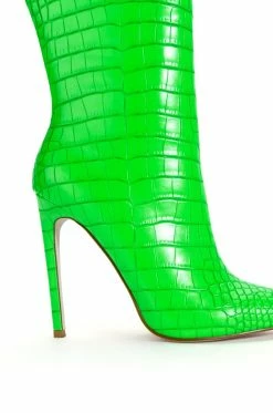 AZALEA WANG FAYE CROC BOOTIE IN GREEN -AZALEA WANG SHOP azalea wang faye croc bootie in green green 5 5