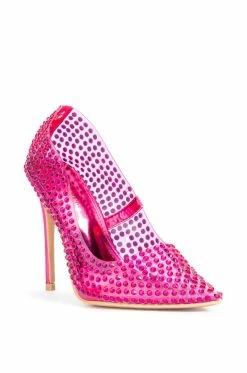 AZALEA WANG FIND ME ON THE DANCEFLOOR RHINESTONE PVC PUMP IN FUCHSIA -AZALEA WANG SHOP azalea wang find me on the dancefloor rhinestone pvc pump in fuchsia fuchsia 3 3