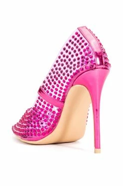 AZALEA WANG FIND ME ON THE DANCEFLOOR RHINESTONE PVC PUMP IN FUCHSIA -AZALEA WANG SHOP azalea wang find me on the dancefloor rhinestone pvc pump in fuchsia fuchsia 4 4