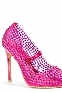 AZALEA WANG FIND ME ON THE DANCEFLOOR RHINESTONE PVC PUMP IN FUCHSIA -AZALEA WANG SHOP azalea wang find me on the dancefloor rhinestone pvc pump in fuchsia fuchsia 5 5