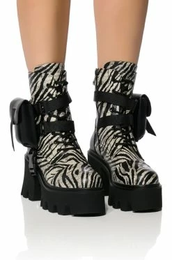 AZALEA WANG FOLLOW CHUNKY COMBAT BOOTIE IN ZEBRA -AZALEA WANG SHOP azalea wang follow chunky combat bootie in zebra zebra 1 1 c1