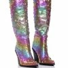 AZALEA WANG FREYA STAR STUDDED IRIDESCENT WESTERN BOOT IN PURPLE -AZALEA WANG SHOP azalea wang freya star studded iridescent western boot in purple purple 1 1