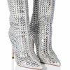 AZALEA WANG FULL OF LOVE RHINESTONE EMBELLISHED BOOTIE IN SILVER -AZALEA WANG SHOP azalea wang full of love rhinestone embellished bootie in silver silver 1 1