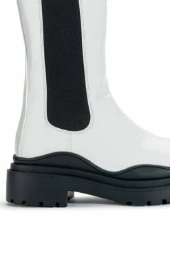 AZALEA WANG GHOSTED FLATFORM CHELSEA BOOT IN BLACK WHITE -AZALEA WANG SHOP azalea wang ghosted flatform chelsea boot in black white black white 5 5 c1