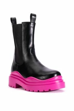AZALEA WANG GHOSTED FLATFORM CHELSEA BOOT IN FUCHSIA -AZALEA WANG SHOP azalea wang ghosted flatform chelsea boot in fuchsia fuchsia 3 3 c1 c1