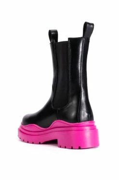 AZALEA WANG GHOSTED FLATFORM CHELSEA BOOT IN FUCHSIA -AZALEA WANG SHOP azalea wang ghosted flatform chelsea boot in fuchsia fuchsia 4 4 c1 c1