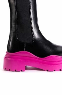 AZALEA WANG GHOSTED FLATFORM CHELSEA BOOT IN FUCHSIA -AZALEA WANG SHOP azalea wang ghosted flatform chelsea boot in fuchsia fuchsia 5 5 c1 c1
