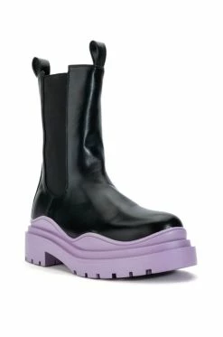 AZALEA WANG GHOSTED FLATFORM CHELSEA BOOT IN PURPLE -AZALEA WANG SHOP azalea wang ghosted flatform chelsea boot in purple purple 3 3