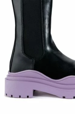 AZALEA WANG GHOSTED FLATFORM CHELSEA BOOT IN PURPLE -AZALEA WANG SHOP azalea wang ghosted flatform chelsea boot in purple purple 5 5