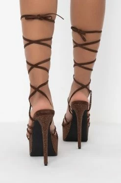 AZALEA WANG GIRLS NIGHT STILETTO SANDAL IN BROWN -AZALEA WANG SHOP azalea wang girls night stiletto sandal in brown brown 4 4