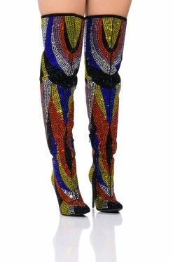 AZALEA WANG GLAMOROUS EMBELLISHED STILETTO BOOT