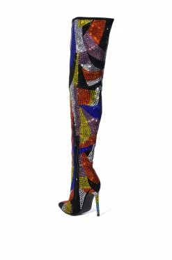 AZALEA WANG GLAMOROUS EMBELLISHED STILETTO BOOT -AZALEA WANG SHOP azalea wang glamorous embellished stiletto boot multi 4 4