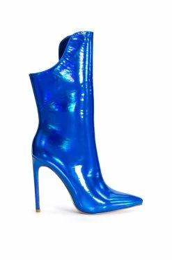 AZALEA WANG HALO HOLOGRAPHIC STILETTO BOOTIE IN BLUE -AZALEA WANG SHOP azalea wang halo holographic stiletto bootie in blue blue 2 2