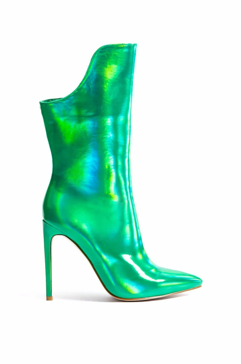 AZALEA WANG HALO HOLOGRAPHIC STILETTO BOOTIE IN GREEN 4 AZALEA WANG HALO HOLOGRAPHIC STILETTO BOOTIE IN GREEN - Image 2
