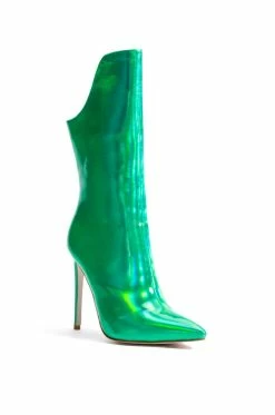 AZALEA WANG HALO HOLOGRAPHIC STILETTO BOOTIE IN GREEN 9 AZALEA WANG HALO HOLOGRAPHIC STILETTO BOOTIE IN GREEN -AZALEA WANG SHOP azalea wang halo holographic stiletto bootie in green green 3 3 c1