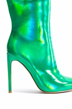 AZALEA WANG HALO HOLOGRAPHIC STILETTO BOOTIE IN GREEN 11 AZALEA WANG HALO HOLOGRAPHIC STILETTO BOOTIE IN GREEN -AZALEA WANG SHOP azalea wang halo holographic stiletto bootie in green green 5 5 c1