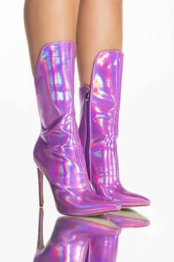 AZALEA WANG HALO HOLOGRAPHIC STILETTO BOOTIE IN PURPLE -AZALEA WANG SHOP azalea wang halo sexy bootie in purple purple 3 3