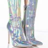 AZALEA WANG HALO SEXY STILETTO BOOTIE IN SILVER