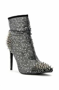 AZALEA WANG HEADSTRONG RHINESTONE SPIKE STILETTO BOOTIE IN BLACK 9 AZALEA WANG HEADSTRONG RHINESTONE SPIKE STILETTO BOOTIE IN BLACK -AZALEA WANG SHOP azalea wang headstrong rhinestone spike stiletto bootie in black black 3 3