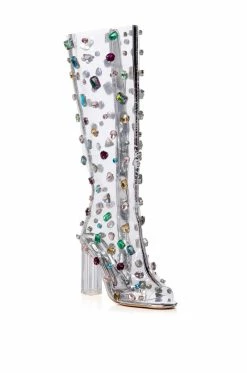 AZALEA WANG HEIDI EMBELLISHED PVC BOOT IN MULTI -AZALEA WANG SHOP azalea wang heidi embellished pvc boot in multi multi 3 3 c1