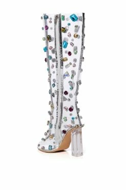 AZALEA WANG HEIDI EMBELLISHED PVC BOOT IN MULTI -AZALEA WANG SHOP azalea wang heidi embellished pvc boot in multi multi 4 4 c1