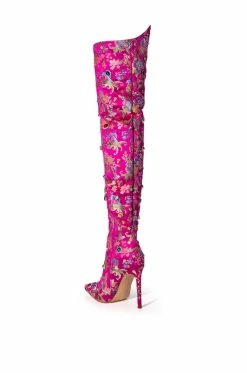AZALEA WANG HER MAJESTY EMBELLISHED ABOVE THE KNEE BOOT IN PINK -AZALEA WANG SHOP azalea wang her majesty embellished above the knee boot in pink pink 4 4