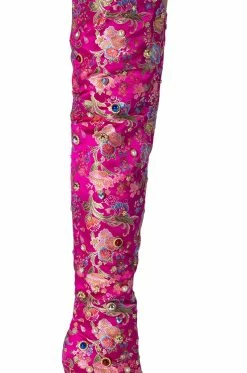 AZALEA WANG HER MAJESTY EMBELLISHED ABOVE THE KNEE BOOT IN PINK -AZALEA WANG SHOP azalea wang her majesty embellished above the knee boot in pink pink 5 5