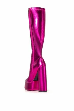 AZALEA WANG I'M THAT GIRL METALLIC PLATFORM BOOT -AZALEA WANG SHOP azalea wang im that girl metallic platform boot pink 4 4