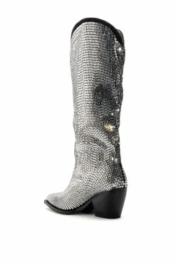 AZALEA WANG INGRID BLINGED OUT RHINESTONE WESTERN BOOT IN SILVER -AZALEA WANG SHOP azalea wang ingrid blinged out rhinestone western boot in silver silver 4 4