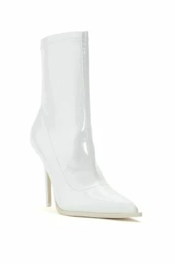 AZALEA WANG ISABELLA PATENT BOOTIE IN WHITE -AZALEA WANG SHOP azalea wang isabella patent bootie in white white 3 3