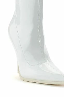 AZALEA WANG ISABELLA PATENT BOOTIE IN WHITE -AZALEA WANG SHOP azalea wang isabella patent bootie in white white 5 5